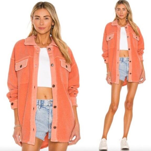 Free People We the Free Ruby Fleece Shirt Jacket W2126 Sz Large - Picture 2 of 11